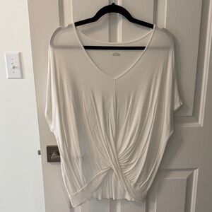 American Eagle Outfitters Cream Twist Front Tee